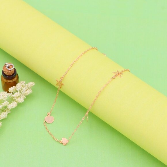 "Charming Rose Gold Anklet with Heart & Star Charms, XPAL1036 - Picture 3 of 12